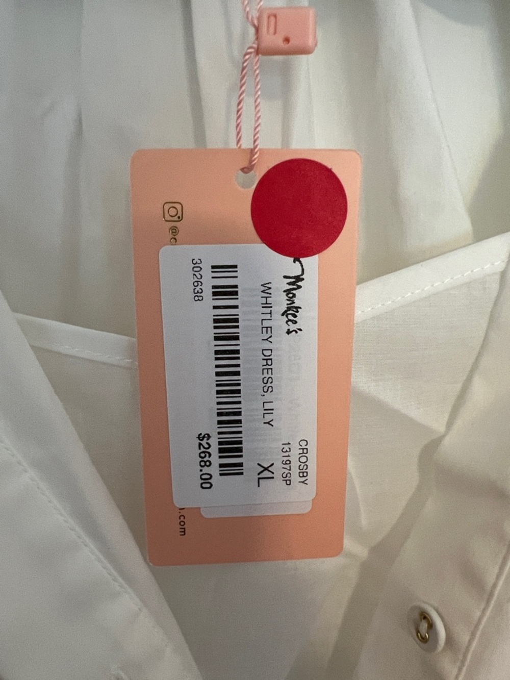 crosby White Cotton Button-Front Dress with Multicolor Scallop Trim - Picture 2 of 4